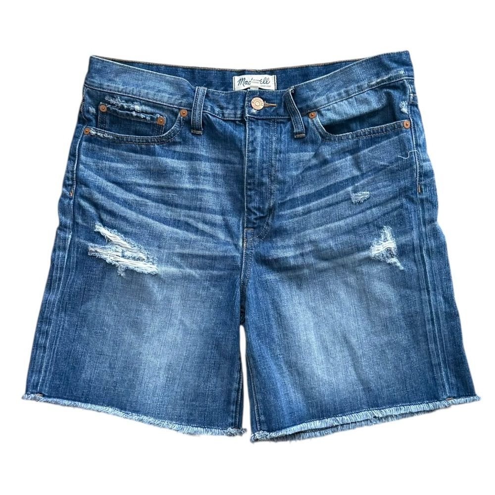 Madewell Blue Denim 100% Cotton Distressed Shorts. 28.